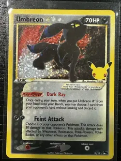 Pokemon Celebrations Umbreon Gold Star Holo 25th Anniversary 17/17 TCG NM/M - Image 1