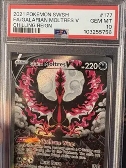 Pokemon Cards Moltres V 177/198 Alternate Art Chilling Reign - PSA 10 GEM MINT - Image 2