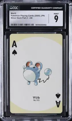 2000 POKEMON PLAYING CARDS JPN SILVER DECK PART 2 - ACE OF SPADES MARILL CGC 9 - Image 1