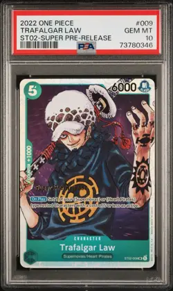TRAFALGAR LAW ST02-009 SR SUPER PRE-RELEASE PSA 10 GEM MINT, 2022 ONE PIECE CARD - Image 3