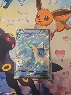 Vaporeon v SWSH150 Sword & Shield Black Star Promo Card Near Mint Condition - Image 1