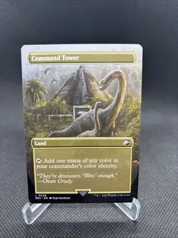 ***COMMAND TOWER***REX Jurassic Park World Borderless Mtg Magic - Image 1