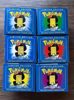 SEALED Set of 6 Blue Burger King Pokemon 23K Plated Trading Card Pokeballs - Image 3