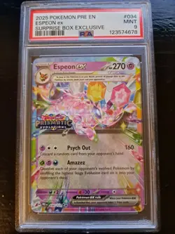 2025 Pokemon Prismatic Evolutions Espeon ex Stamped Promo #034/131 PSA 9 - Image 1