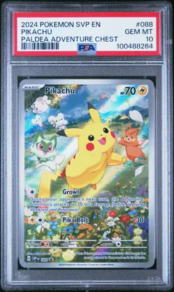 2024 POKEMON SVP EN-SV BLACK STAR PROMO PALDEA ADVENTURE CHEST PIKACHU PSA 10 - Image 1