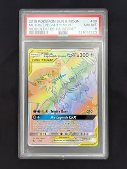 Moltres & Zapdos & Articuno GX 69/68 - Hidden Fates - Graded PSA 8 NM-MT Pokemon - Image 1
