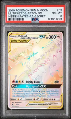 Moltres & Zapdos & Articuno GX 69/68 - Hidden Fates - Graded PSA 8 NM-MT Pokemon - Image 3