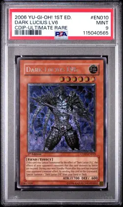 2006 Yu-Gi-Oh! Dark Lucius LV6 Cyberdark Impact CDIP 1st Edition UTR PSA 9 - Image 1
