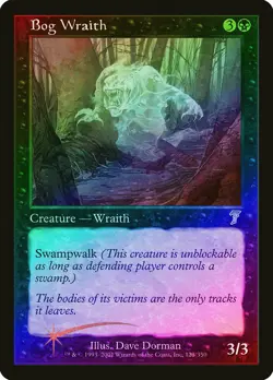 Bog Wraith FOIL 7th Edition HEAVILY PLD Black Uncommon MAGIC MTG CARD ABUGames - Image 1