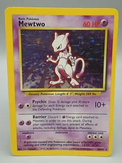 Pokemon Card Mewtwo Holo Foil Holographic 10/102 1999 Wizards Set - Image 1