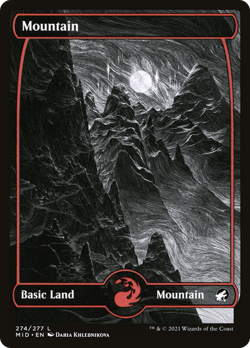 x1 Mountain MID Innistrad Midnight Hunt MTG 274/277 BASIC LAND FULL ART M/NM 1x - Image 1