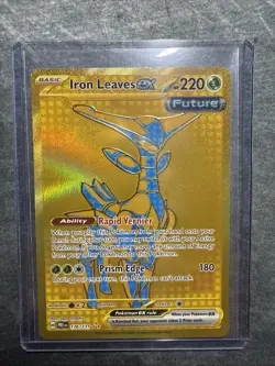 Pokemon TCG Iron Leaves EX Prismatic Evolutions Holo Card 176/131 Gold - Image 1