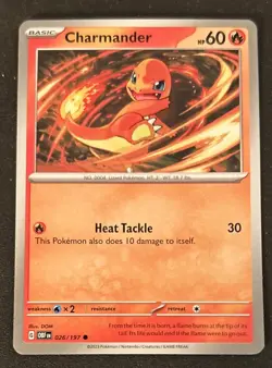 2023 Pokemon Scarlet & Violet Obsidian Flames Charmander Card 026/197 NM - Image 1
