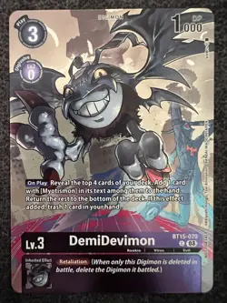 Digimon Card Game DemiDevimon BT15-070 Common Sinister Order Foil NM - Image 1