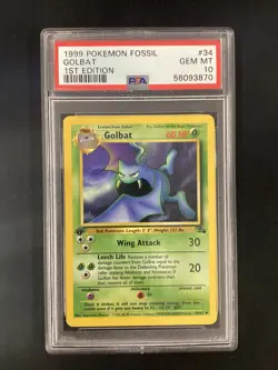 PSA 10 Pokemon TCG 1999 Pokemon Fossil #34 Golbat 1st Edition GEM MT - Image 1