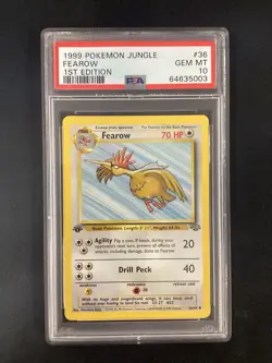PSA 10 Pokemon TCG 1999 Pokemon Jungle #36 Fearow 1st Edition GEM MT - Image 1
