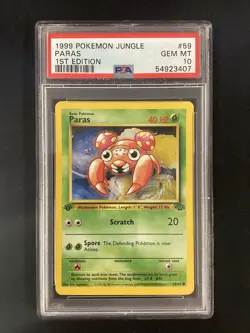 PSA 10 Pokemon TCG 1999 Pokemon Jungle #59 Paras 1st Edition GEM MT - Image 1