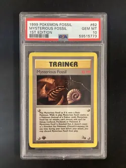 PSA 10 Pokemon TCG 1999 Pokemon Fossil #62 Mysterious Fossil 1st Edition GEM MT - Image 1
