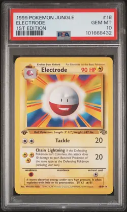 PSA 10 Pokemon TCG 1999 Pokemon Jungle #18 Electrode 1st Edition (ERROR) GEM MT - Image 1