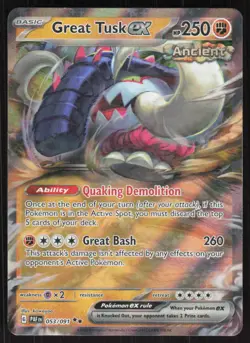 Pokemon TCG SV: Paldean Fates #053/091 Great Tusk ex NM - Image 1