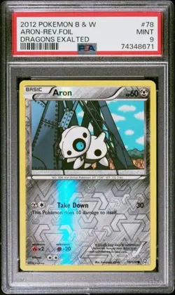 PSA 9 2012 POKEMON BLACK & WHITE DRAGONS EXALTED 78 ARON REVERSE FOIL - Image 1