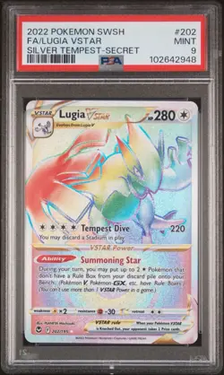 2022 POKEMON SWORD & SHIELD SILVER TEMPEST SECRET FULL ART/LUGIA VSTAR 202 PSA 9 - Image 1