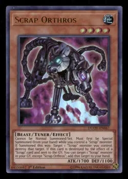 Yugioh Scrap Orthros EXVC-EN097 Secret Rare 1st Ed LP - Image 1