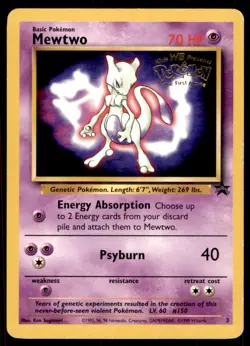 1999 Pokemon Promos - Wizards Black Star Mewtwo #3 Heavy Play - Image 1