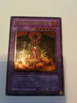 YuGiOh : Evil Hero Inferno Wing - GLAS-EN038 - Ultimate Rare UL PL Please Read - Image 3