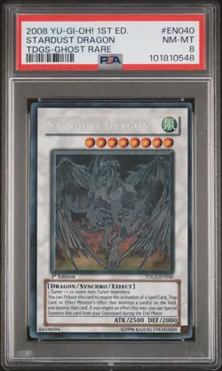 2008 YU-GI-OH! TDGS-THE DUELIST GENESIS 1ST ED-GHOST RARE STARDUST DRAGON PSA 8 - Image 1