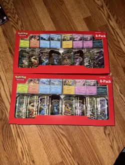 SET OF 2 Pokemon Prismatic Evolutions 8 Mini-Tins with Promo Cards Costco - Image 1