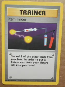 Item Finder 74/102 Rare Non-Holo Base Set Pokemon Trainer Card LP - Image 1