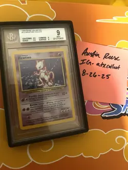 Pokemon TCG Mewtwo Base Set Holo Rare Card 10/102 BGS 9 Mint - Image 1