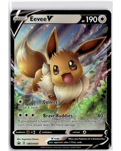 Pokemon Card TCG - Eevee V SWSH065 Black Star Promo Sword & Shield Promo NM - Image 1