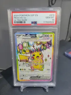 Pikachu EX Holo Full Art Ultra Rare Pokemon Card PSA 10 Surging Sparks 219/191 - Image 1