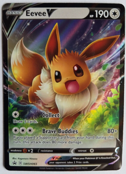 Eevee V Holographic Black Star Promo SWSH 065 Pokemon Card Sword Shield Holo - Image 1