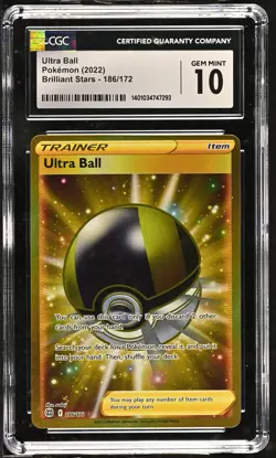 ULTRA BALL Brilliant Stars Holo Secret Rare #186 CGC 10 Gem Mint Pokemon [Nos] - Image 1