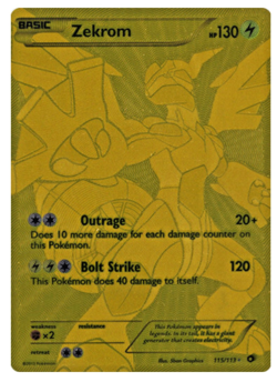 Pokemon Zekrom Gold Full Art Secret Rare 115/113 Legendary Treasures Holo - Image 3