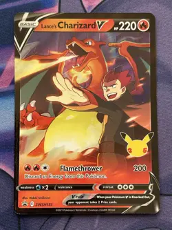 Pokemon Lance's Charizard V SWSH133 Celebrations Holo Black Star Promo🔥 - Image 1