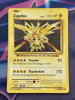 Pokemon TCG Zapdos 42/108 XY Evolutions Holo Rare 2016 English Holo Bleed Nm - Image 1