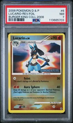 2008 Pokemon Lucario Reverse Foil Burger King Collection PSA 7 Promo - Image 1