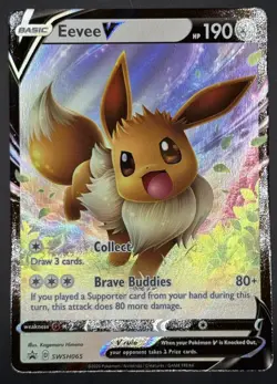 Pokemon TCG Eevee V Black Star Promo SWSH065 LP - Image 1