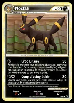 2010 Pokemon HeartGold & SoulSilver - Undaunted Noctali #10 Heavy Play - Image 1