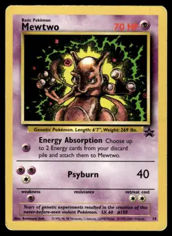2000 Pokemon Promos - Wizards Black Star Mewtwo #14 Heavy Play - Image 1