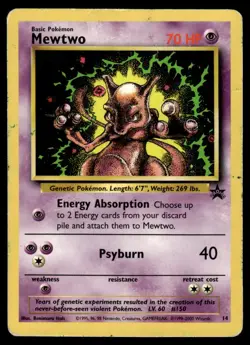 2000 Pokemon Promos - Wizards Black Star Mewtwo #14 Heavy Play - Image 1
