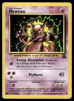 2000 Pokemon Promos - Wizards Black Star Mewtwo #14 Heavy Play - Image 1