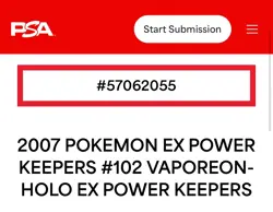 2007 POKEMON EX POWER KEEPERS #102 GOLD STAR VAPOREON HOLO PSA 8 - Image 3