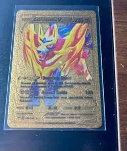 Zamazenta V Pokemon Gold Foil Card Fan Art Hp 230 Mint Condition - Image 1