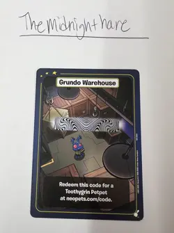 Neopets Battledome ToothyGrin Petpet Grundo Warehouse Code Card - Image 2