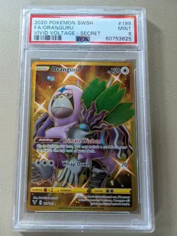 2020 Pokemon Vivid Voltage Oranguru Gold Full Art #199 Secret Rare PSA 9 - Image 1